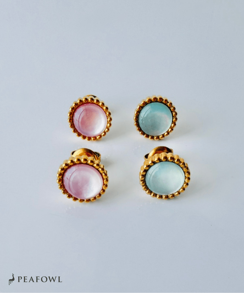 Modern Pearl Circle Pierce - peafowl