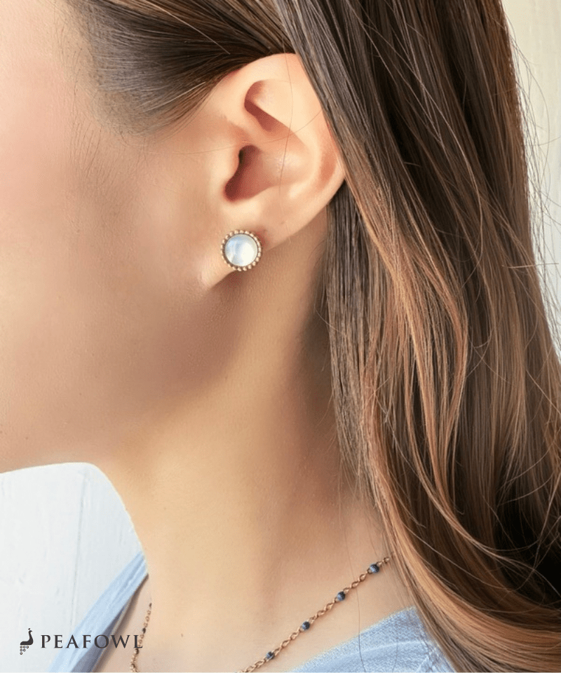 Modern Pearl Circle Pierce - peafowl