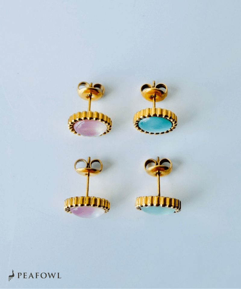 Modern Pearl Circle Pierce - peafowl