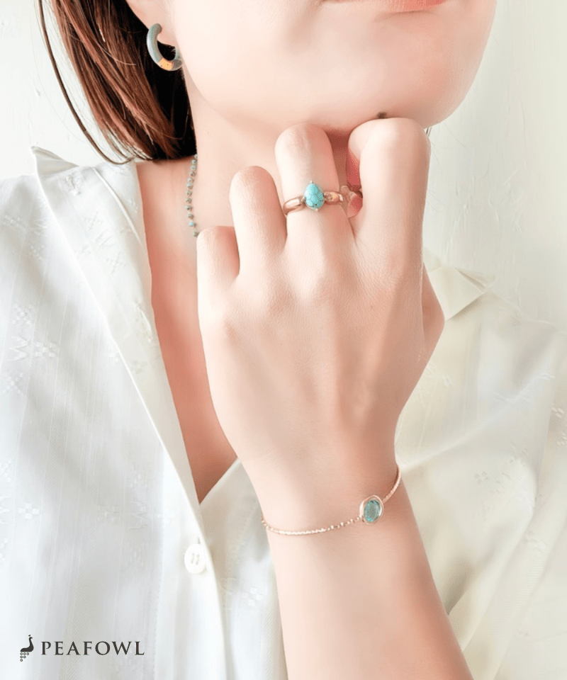 Modern Stone Ring - peafowl