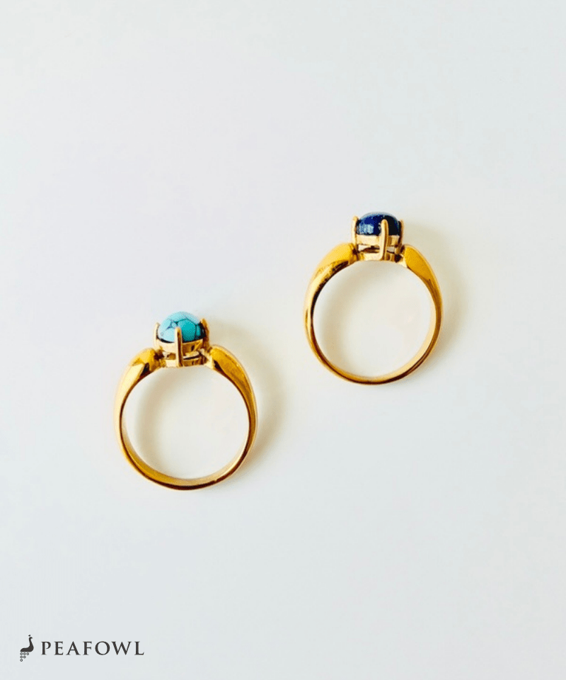 Modern Stone Ring - peafowl