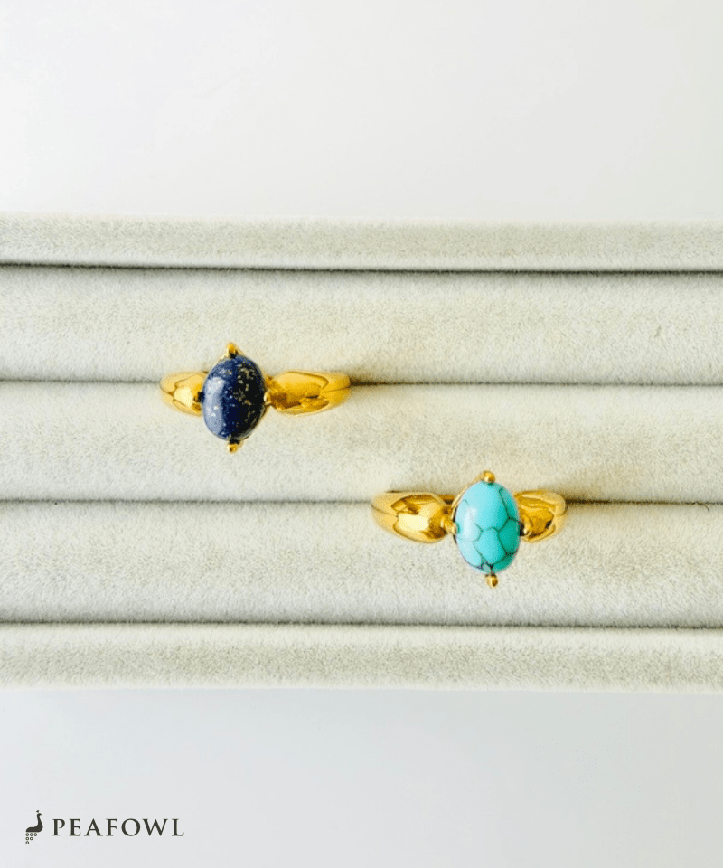 Modern Stone Ring - peafowl