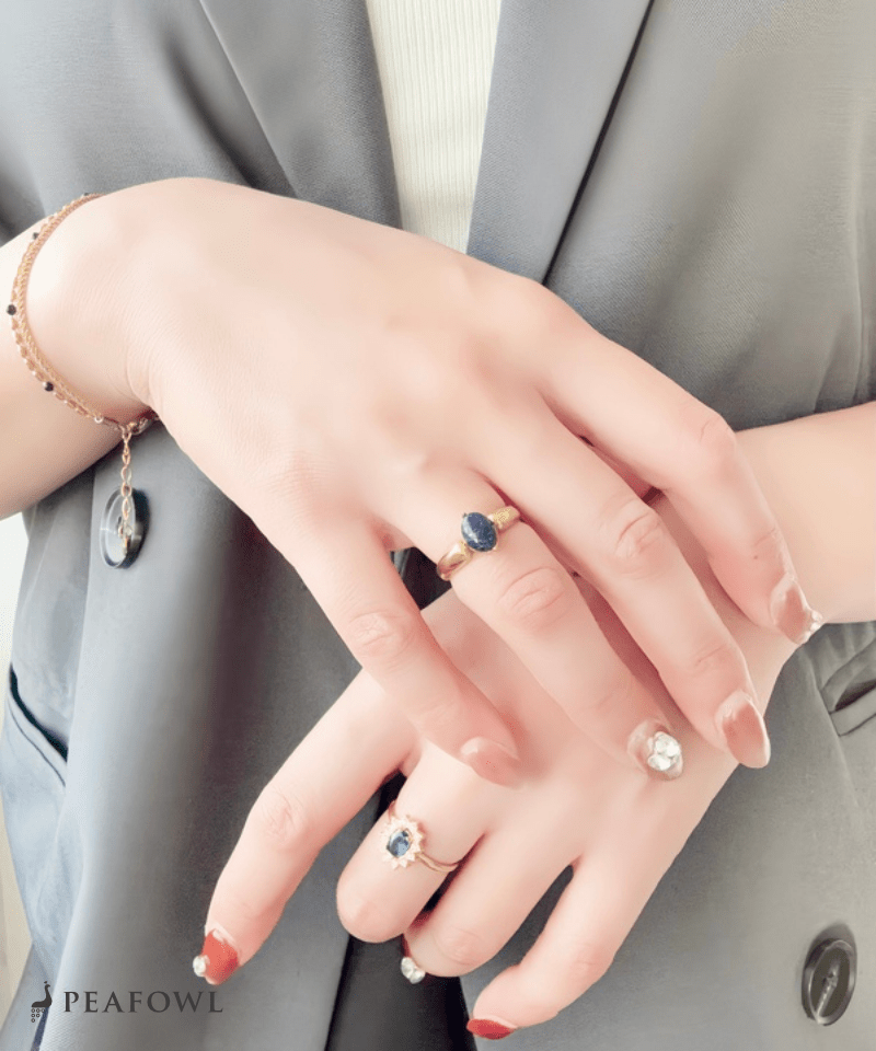 Modern Stone Ring - peafowl