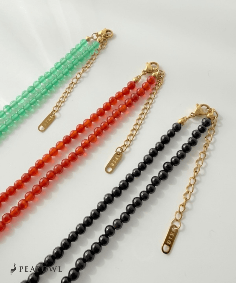 Natural Color Stone Necklace - peafowl