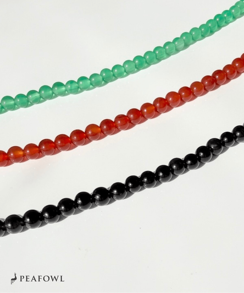 Natural Color Stone Necklace - peafowl
