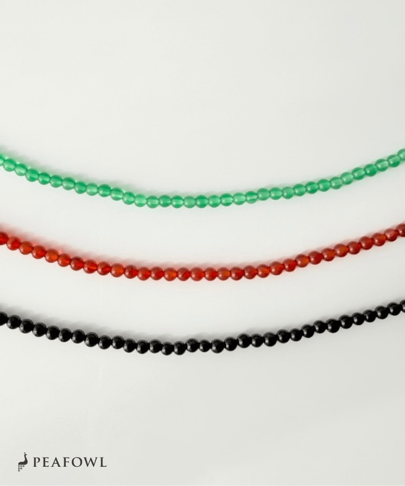 Natural Color Stone Necklace - peafowl