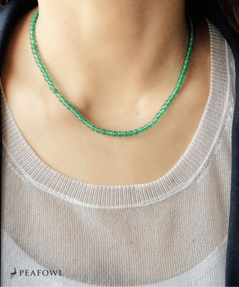 Natural Color Stone Necklace - peafowl