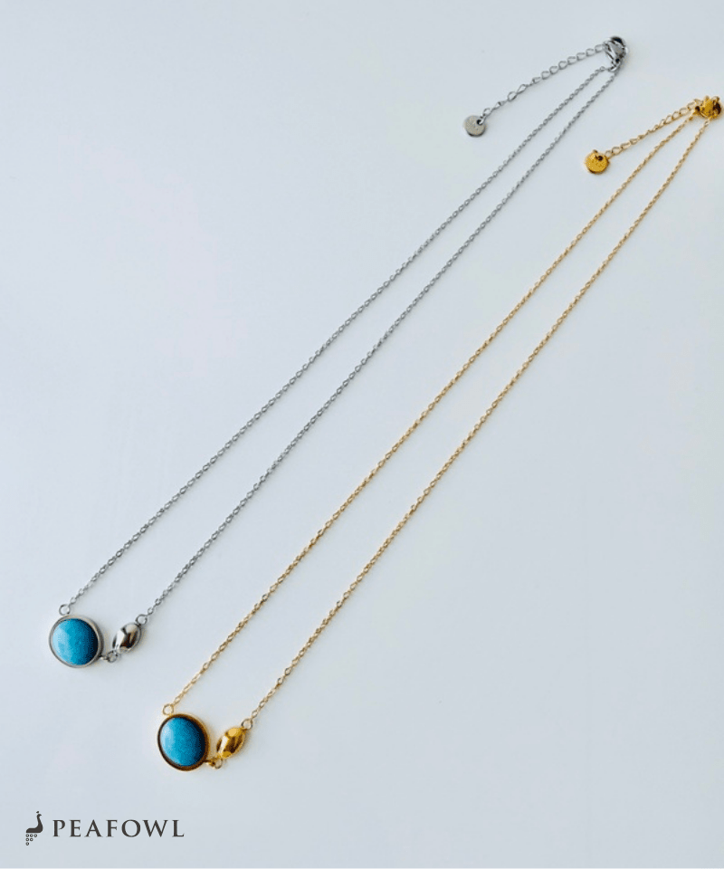 Natural Stone Necklace - peafowl