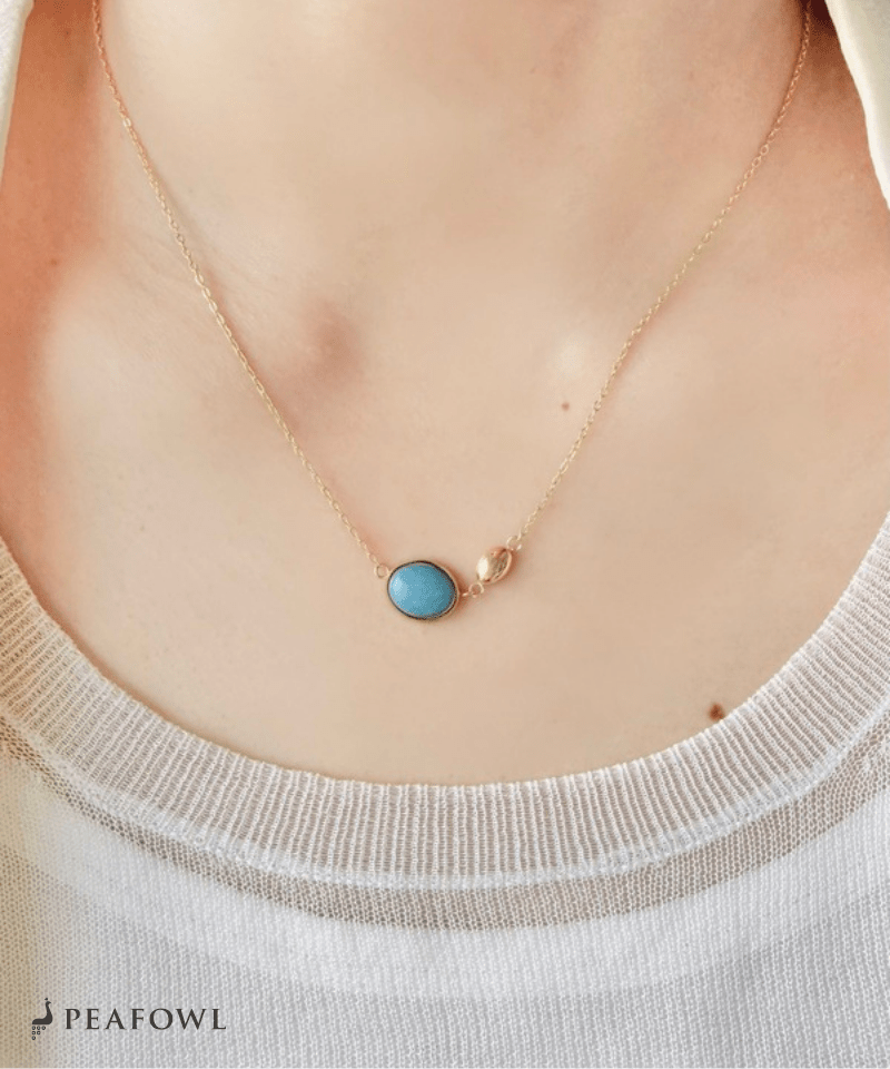 Natural Stone Necklace - peafowl