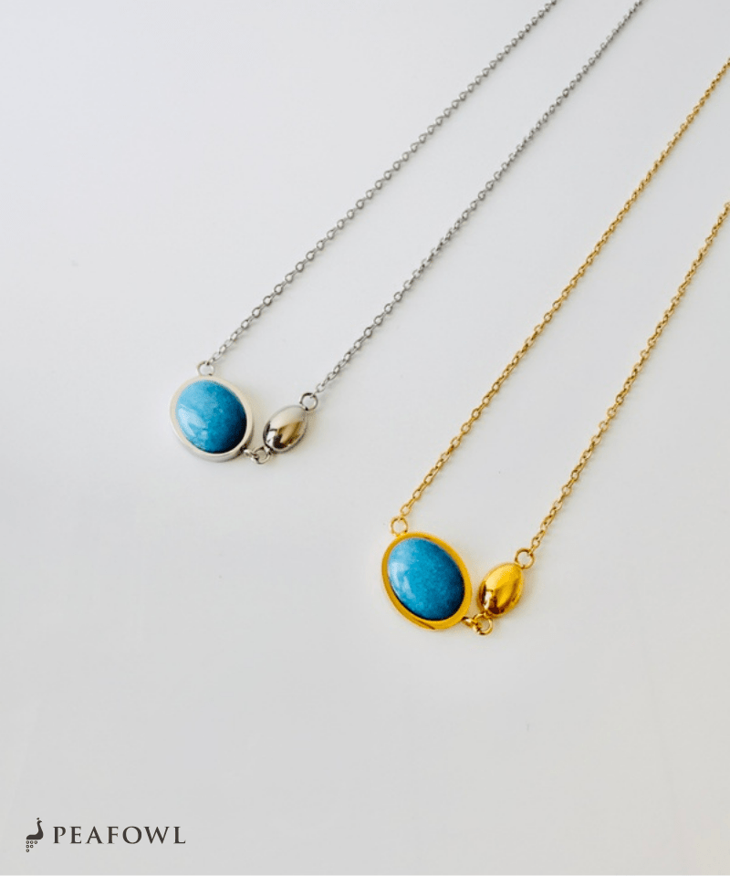 Natural Stone Necklace - peafowl