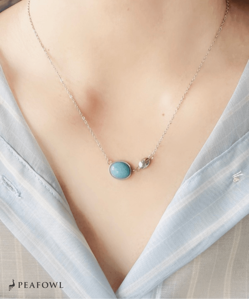 Natural Stone Necklace - peafowl