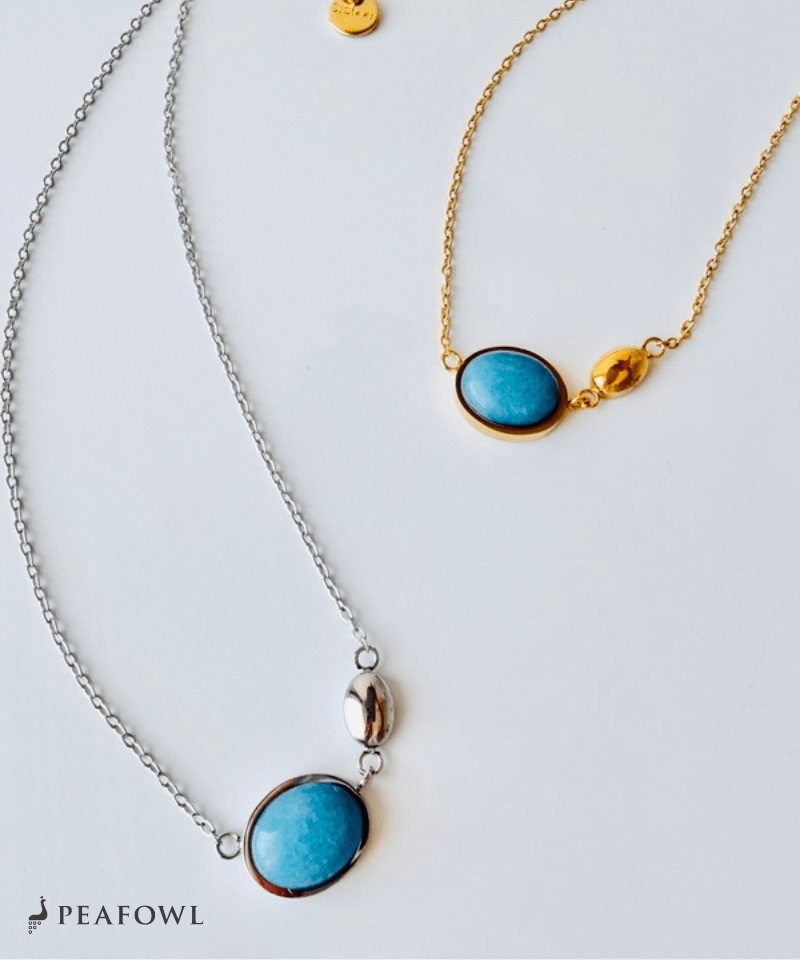 Natural Stone Necklace - peafowl