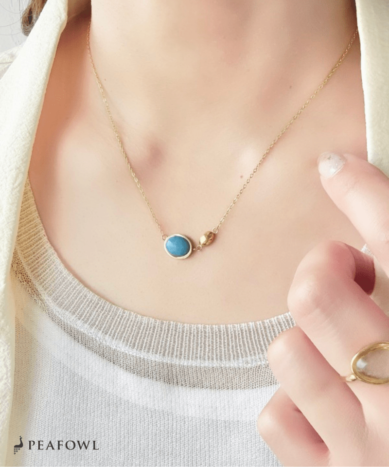 Natural Stone Necklace - peafowl