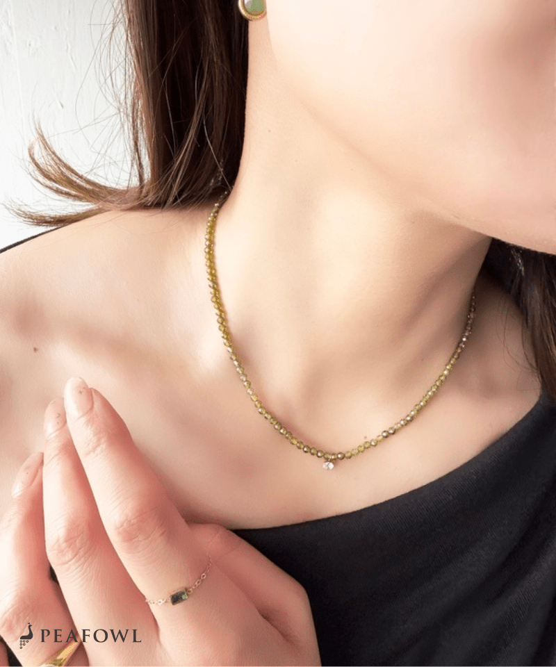 Olive Beads Necklace - peafowl