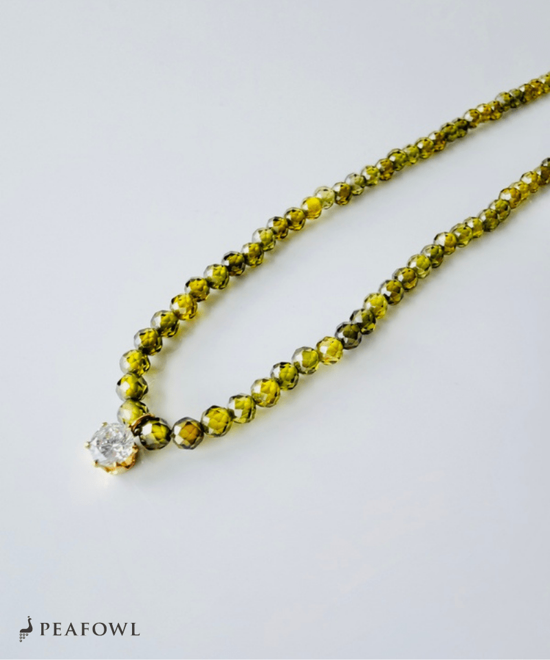Olive Beads Necklace - peafowl
