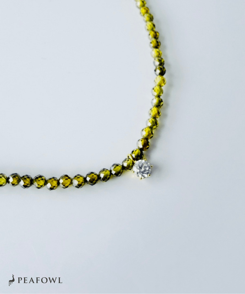Olive Beads Necklace - peafowl
