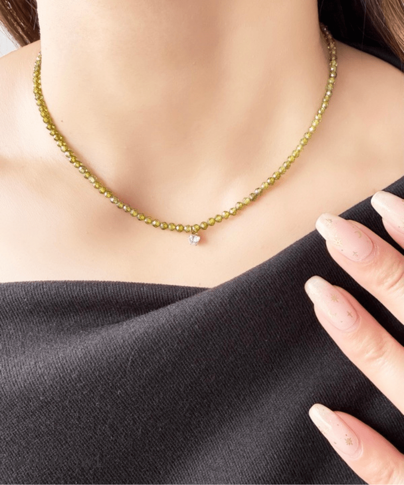 Olive Beads Necklace - peafowl