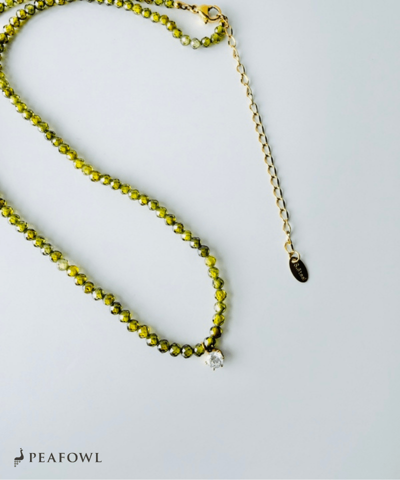 Olive Beads Necklace - peafowl