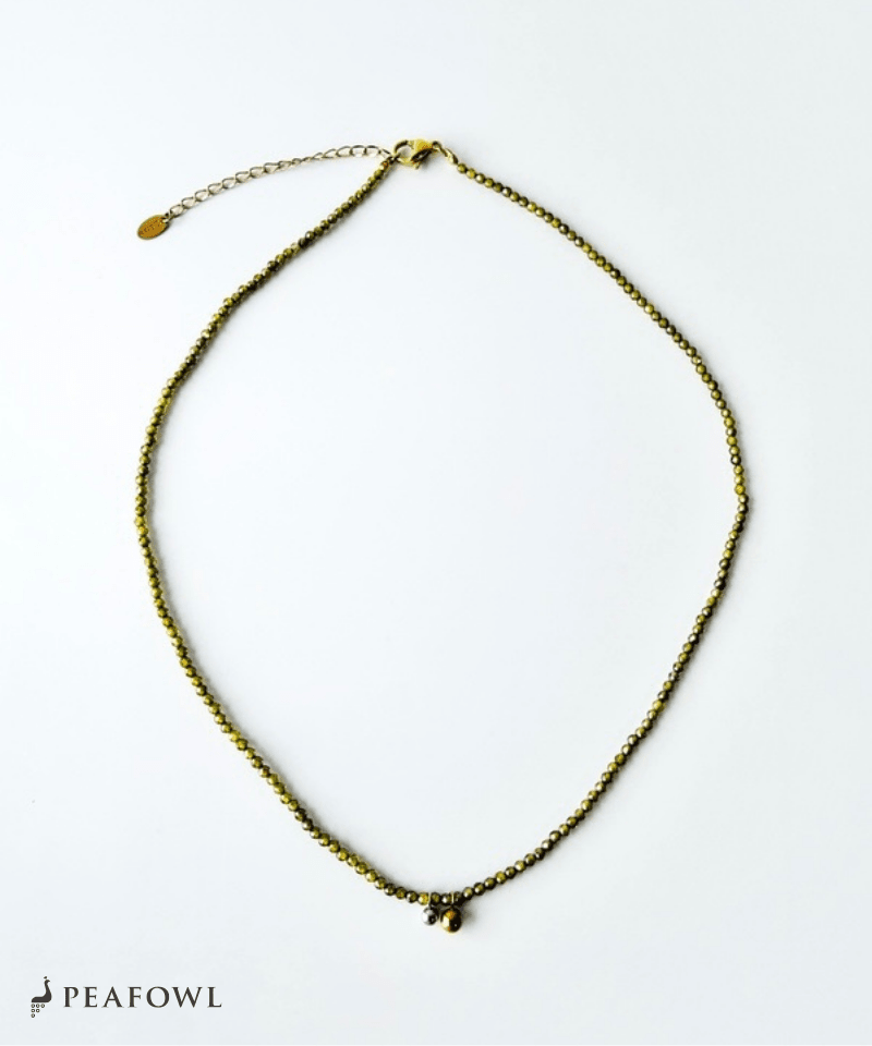 Olive Stone Ball Necklace - peafowl