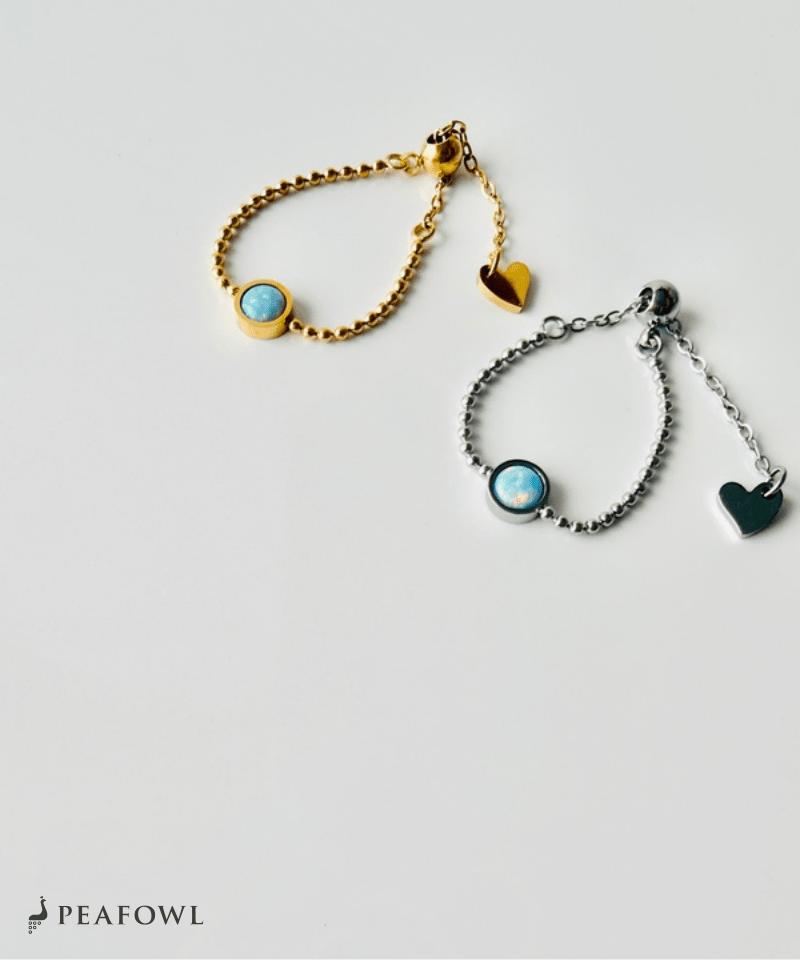 Opal Round Slider Ring - peafowl