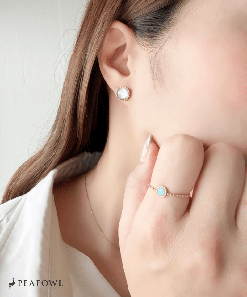 Opal Round Slider Ring - peafowl