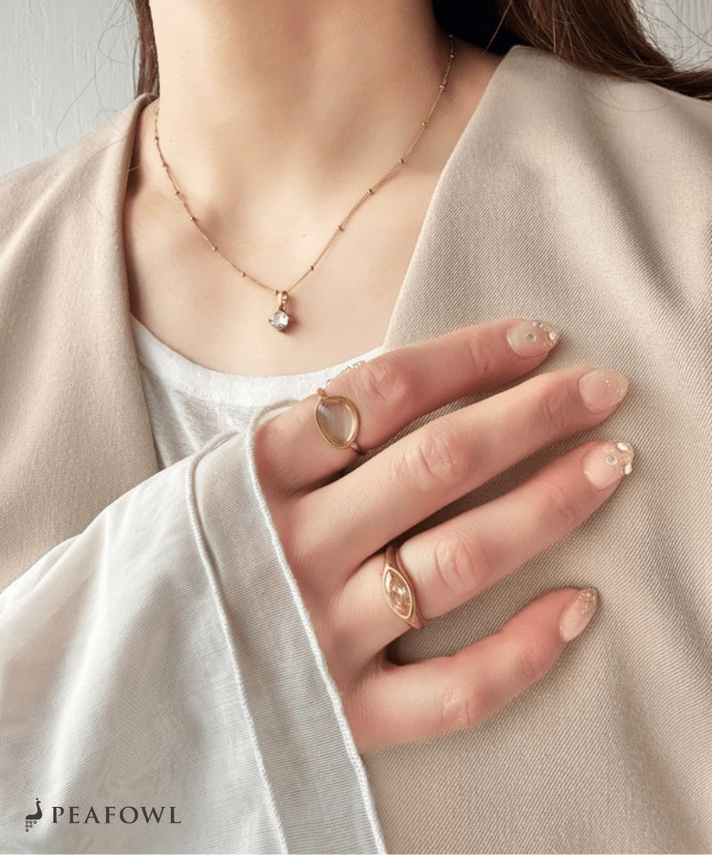 Oval Glass Ring - peafowl