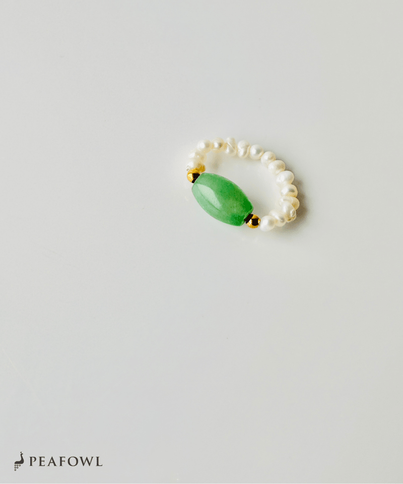 Oval Stone Pearl Ring - peafowl