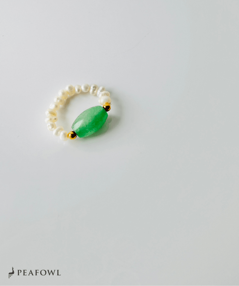 Oval Stone Pearl Ring - peafowl