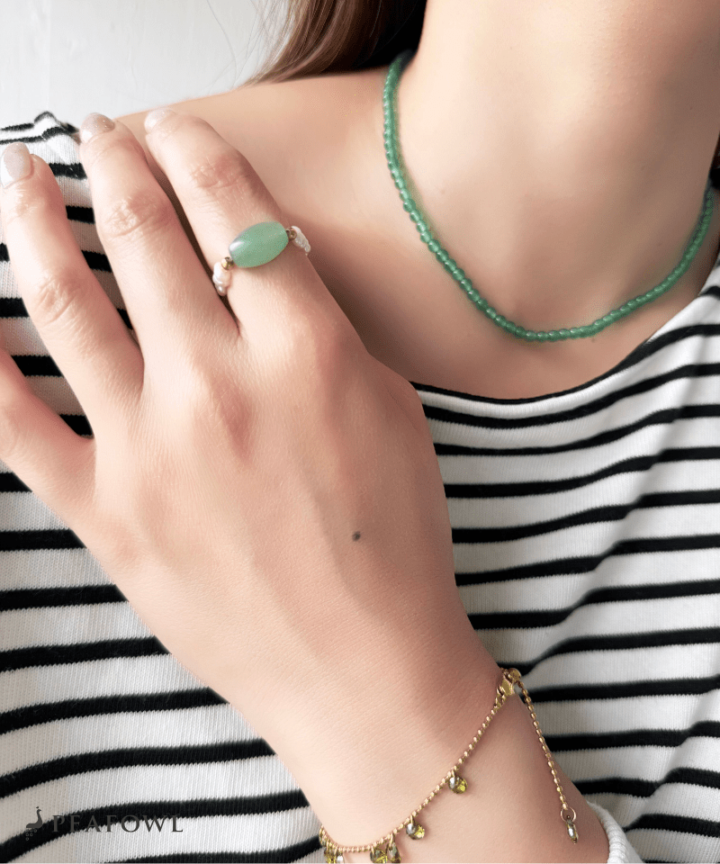Oval Stone Pearl Ring - peafowl