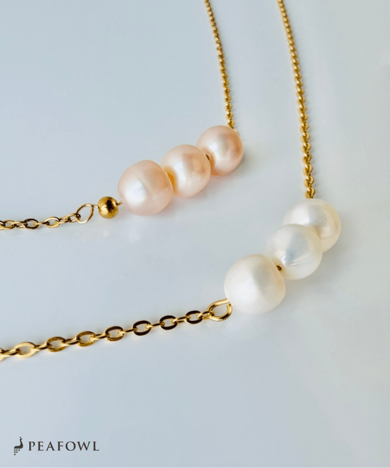 Pearl Bar Necklace - peafowl