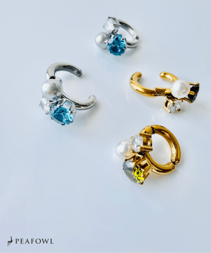 Pearl Mix Hoop Earring - peafowl