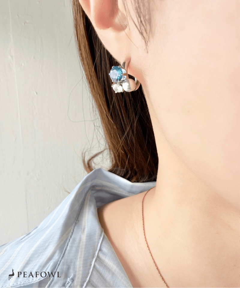 Pearl Mix Hoop Earring - peafowl