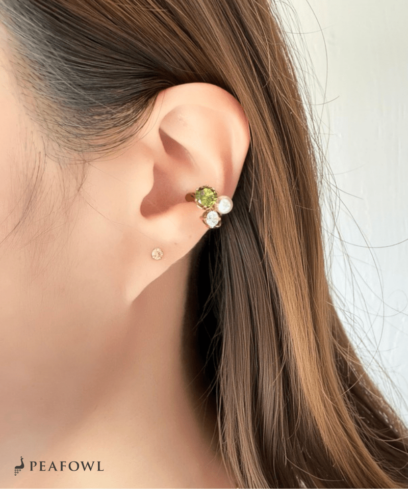 Pearl Mix Hoop Earring - peafowl