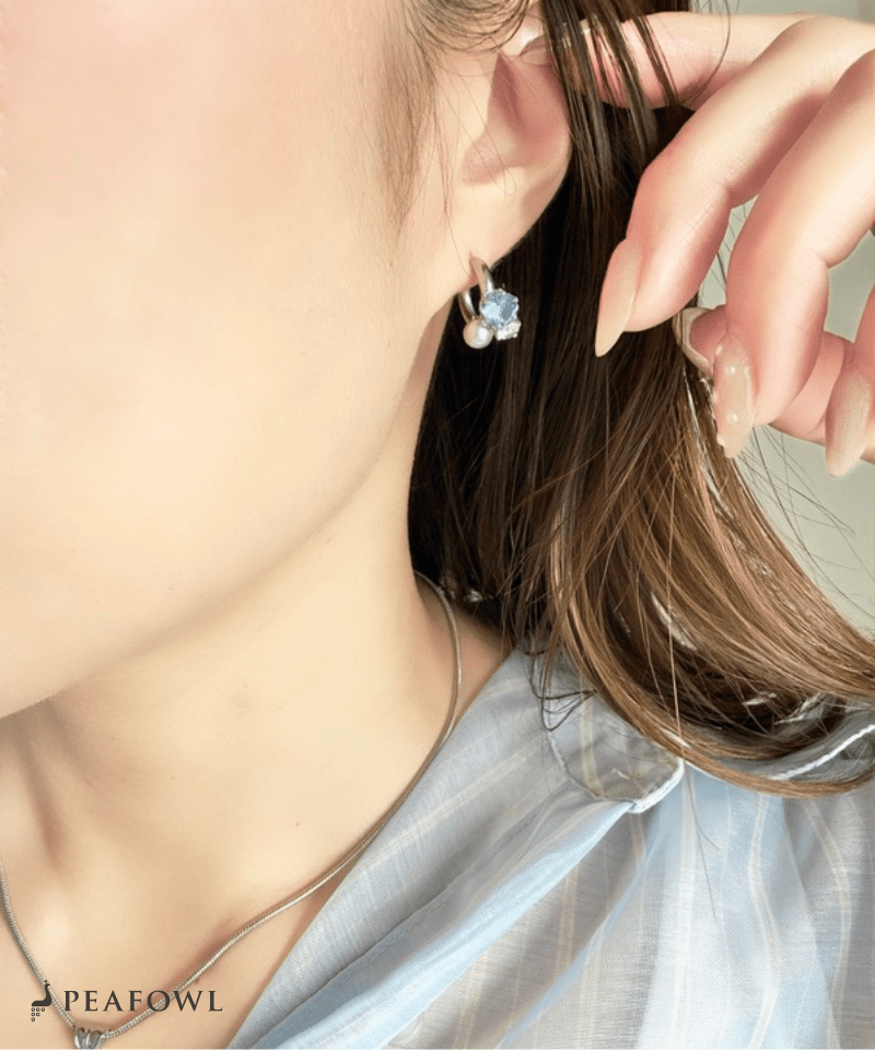 Pearl Mix Hoop Earring - peafowl