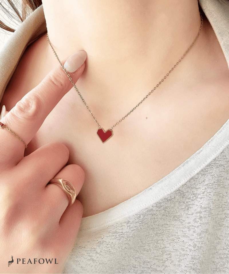 Petit Heart Necklace - peafowl