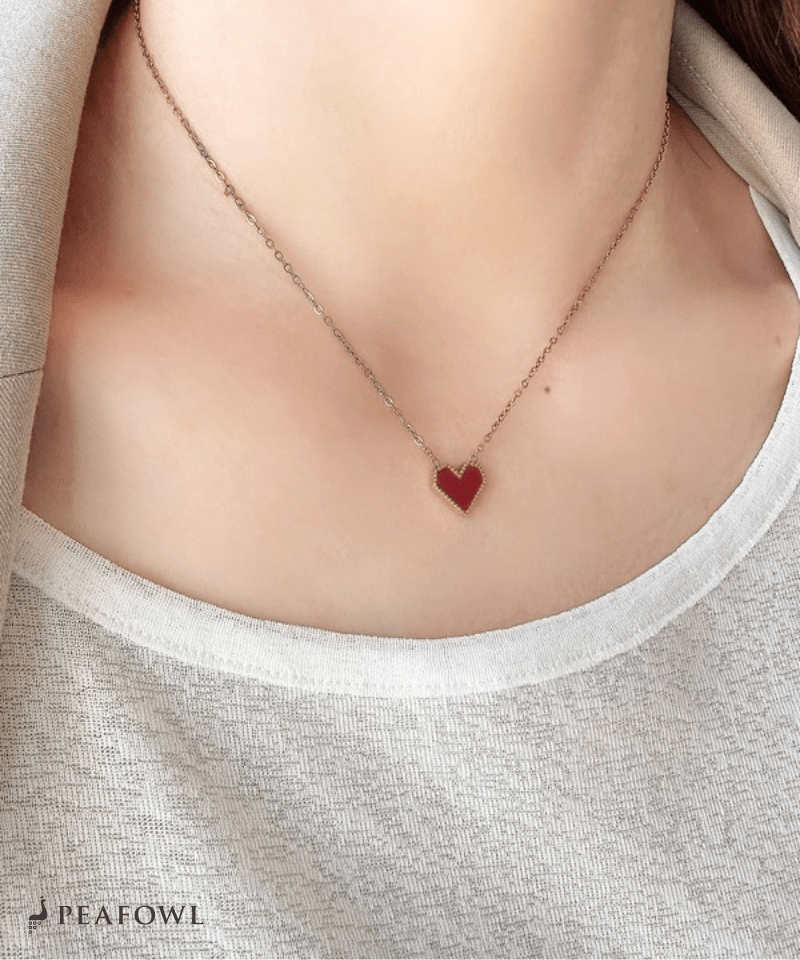 Petit Heart Necklace - peafowl