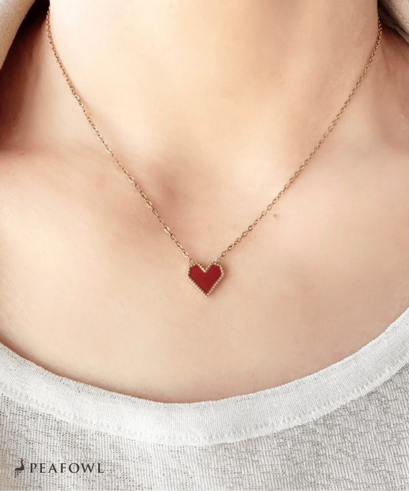 Petit Heart Necklace - peafowl