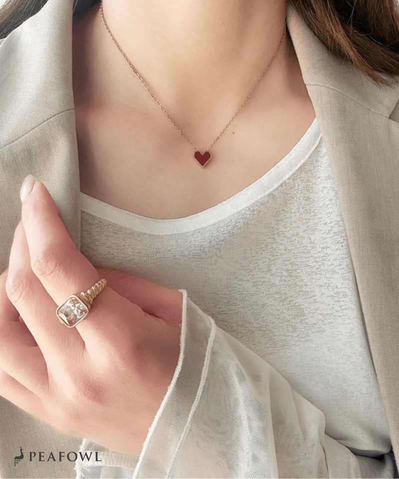 Petit Heart Necklace - peafowl