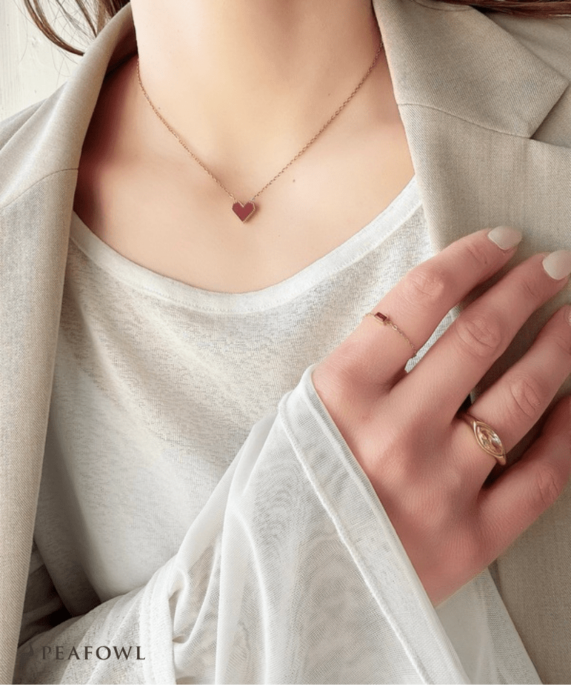 Petit Heart Necklace - peafowl