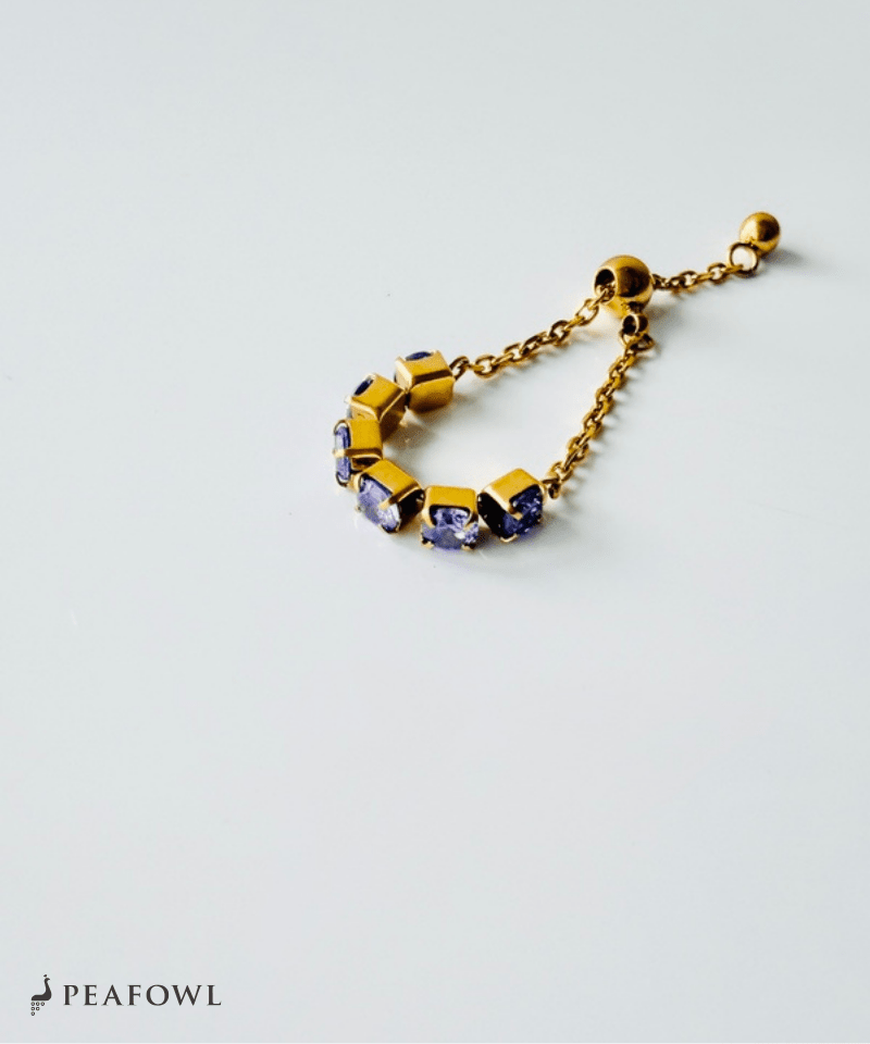 Purple Zircon Slider Ring - peafowl