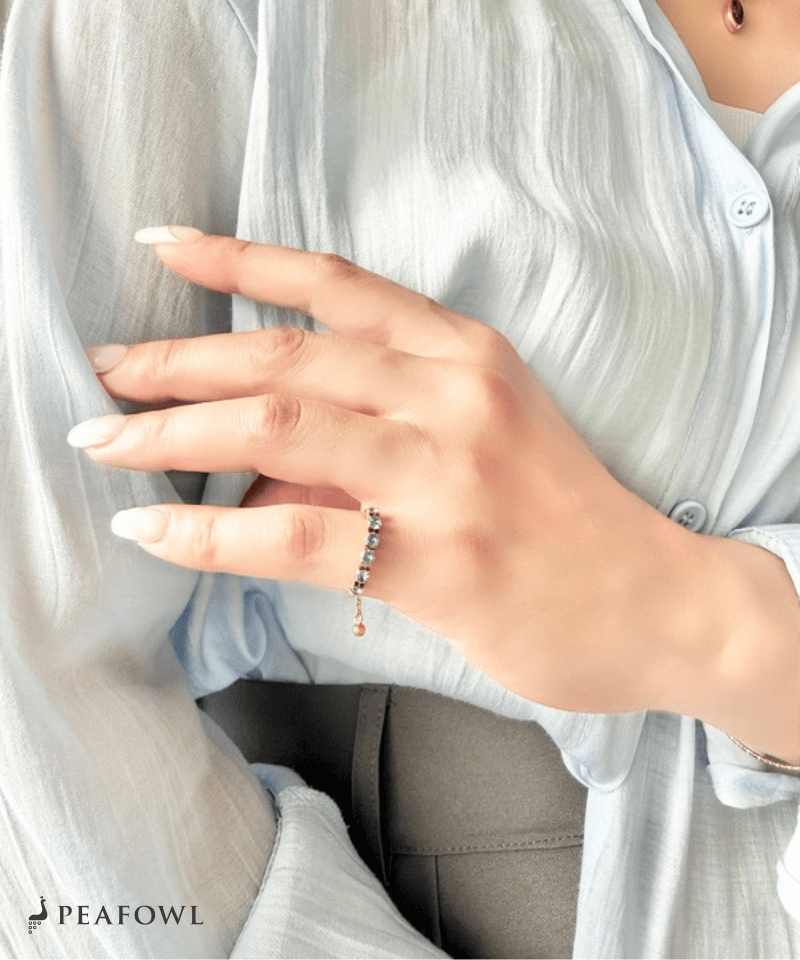 Purple Zircon Slider Ring - peafowl