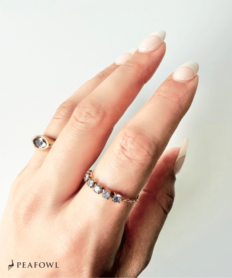 Purple Zircon Slider Ring - peafowl