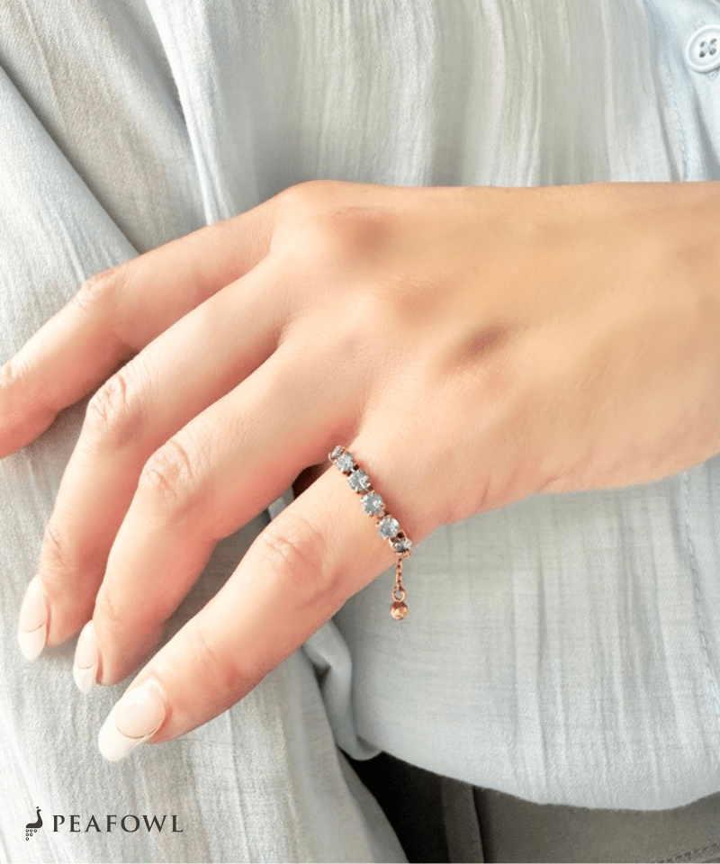 Purple Zircon Slider Ring - peafowl