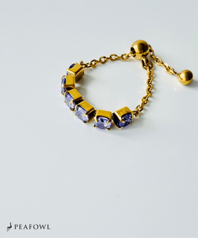Purple Zircon Slider Ring - peafowl