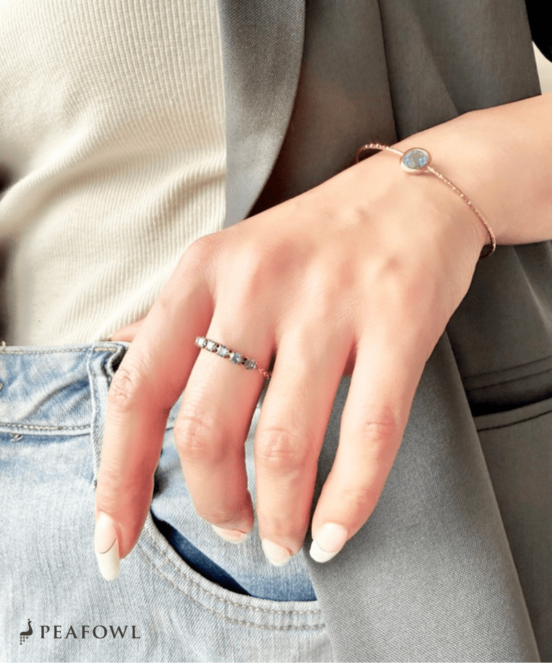 Purple Zircon Slider Ring - peafowl