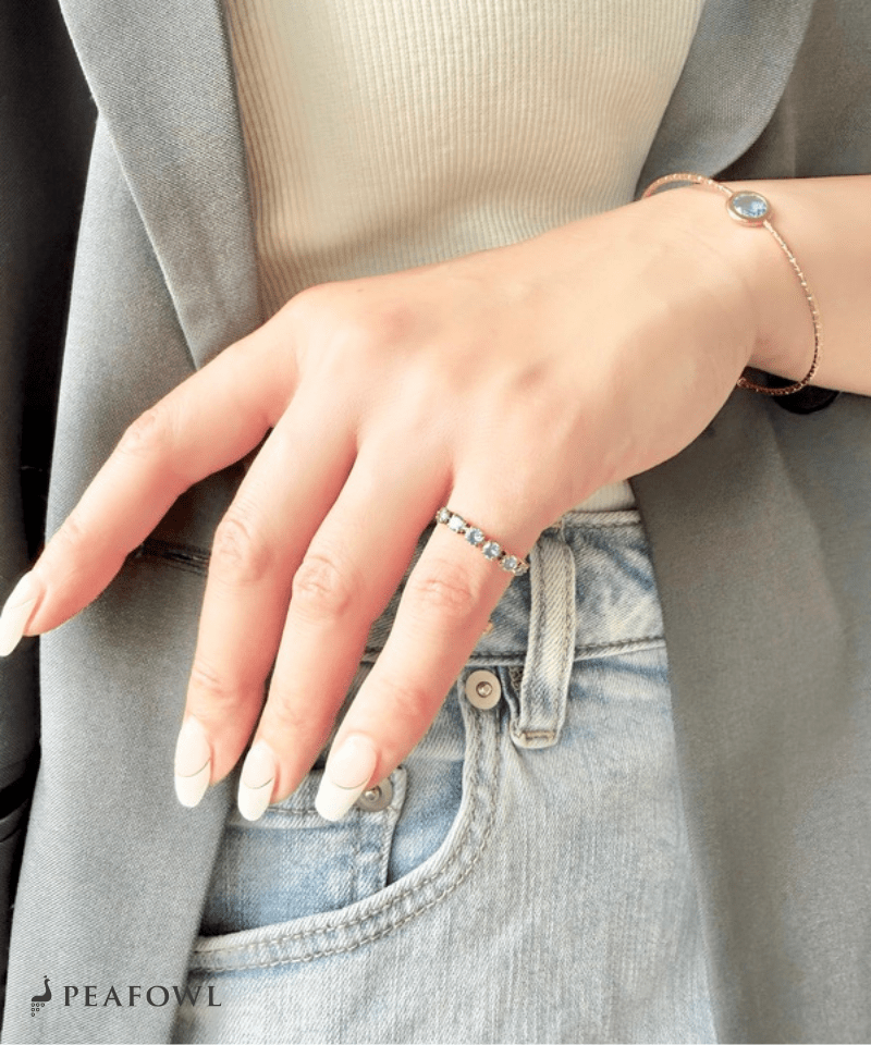 Purple Zircon Slider Ring - peafowl