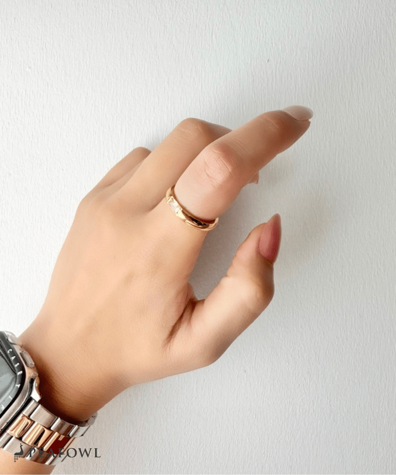 Rectangle Color Bijou Ring - peafowl