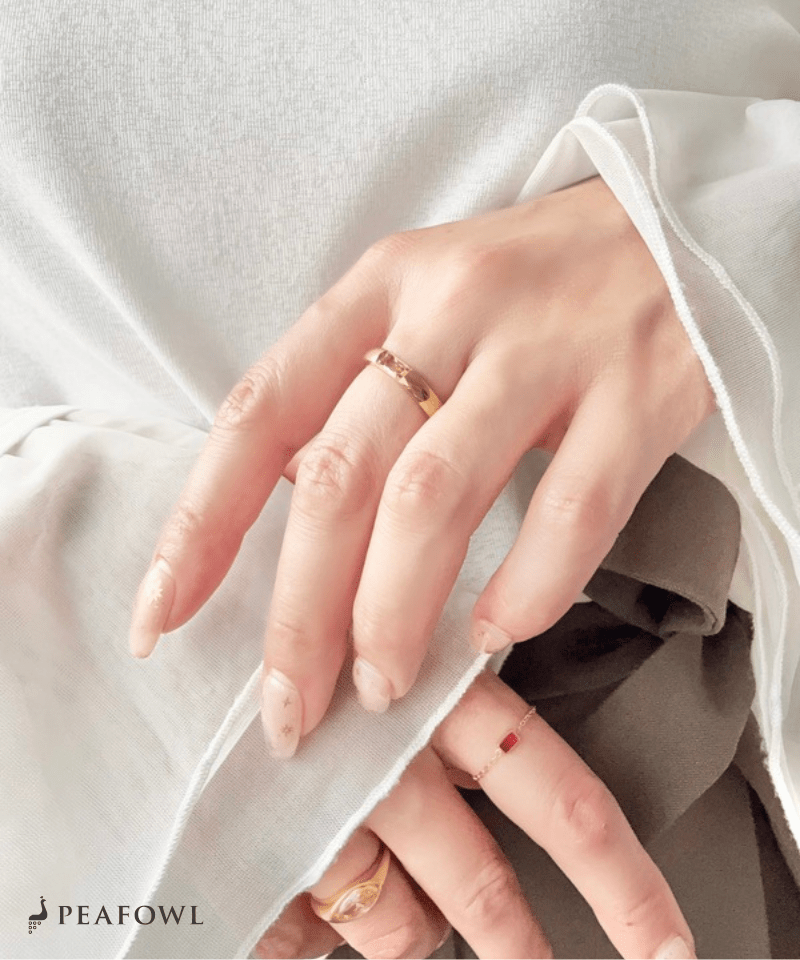 Rectangle Color Bijou Ring - peafowl