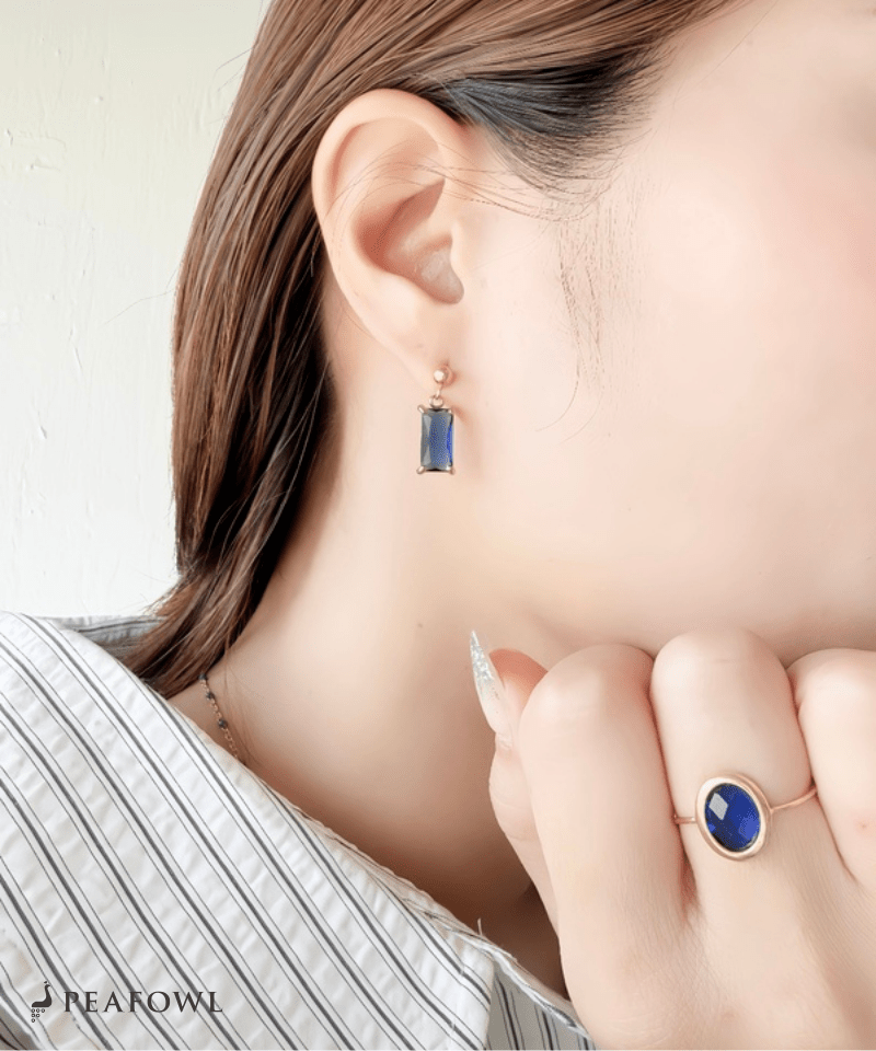 Rectangle Stone Pierce - peafowl
