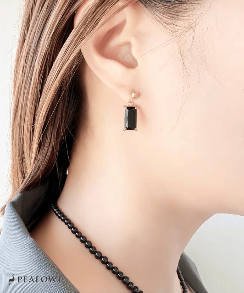 Rectangle Stone Pierce - peafowl